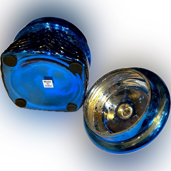 APOTHECARY MERCURY GLASS COBALT BLUE DECORATIVE BOX 6.25”x 4.75” CRACKER BARREL - Picture 5 of 8